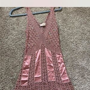 Pink Crochet Sleeveless Dress